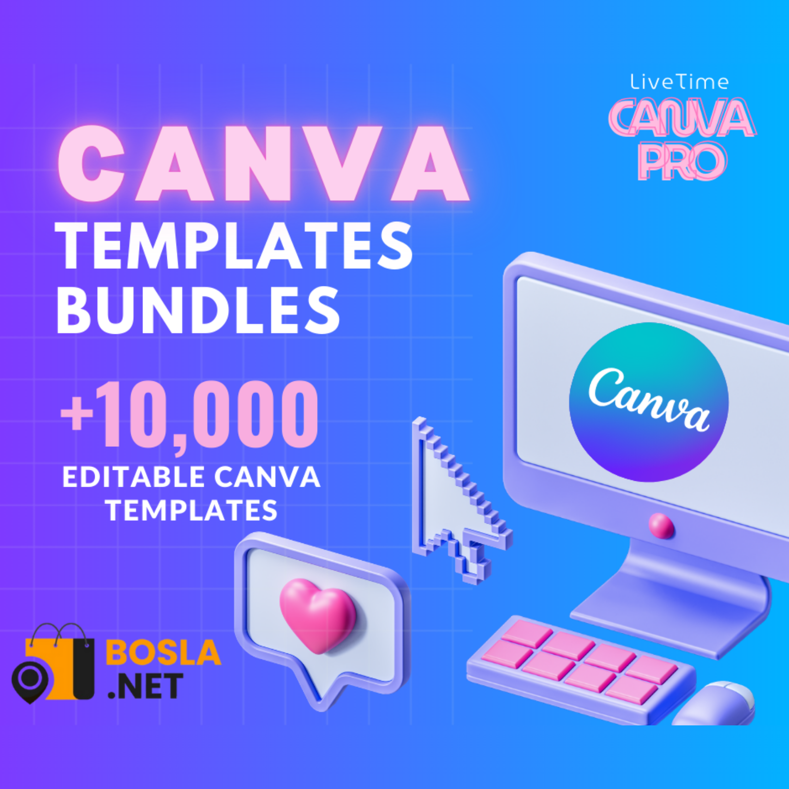 10,000 editable CANVA templates + Lifetime Canva Pro + Canva Course