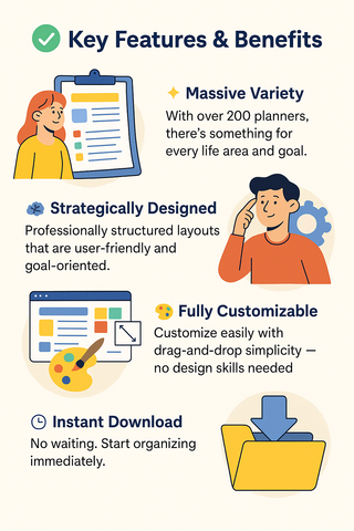 The Ultimate Planner Vault: 200+ Editable Canva Templates to Elevate Every Area of Life &amp; Business