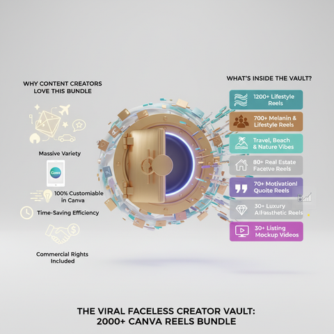 The Viral Faceless Creator Vault: 2000+ Canva Reels Bundle