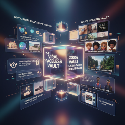 The Viral Faceless Creator Vault: 2000+ Canva Reels Bundle