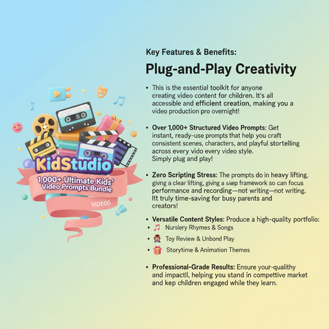 KidStudio Deluxe: 1,000+ Ultimate Kids’ Video Prompts Bundle