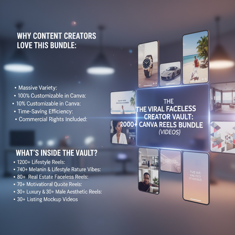 The Viral Faceless Creator Vault: 2000+ Canva Reels Bundle