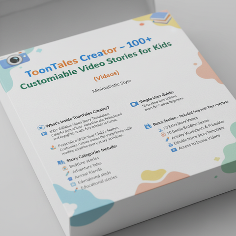 Product packaging for ToonTales Creator with colorful text and graphics on a white background.