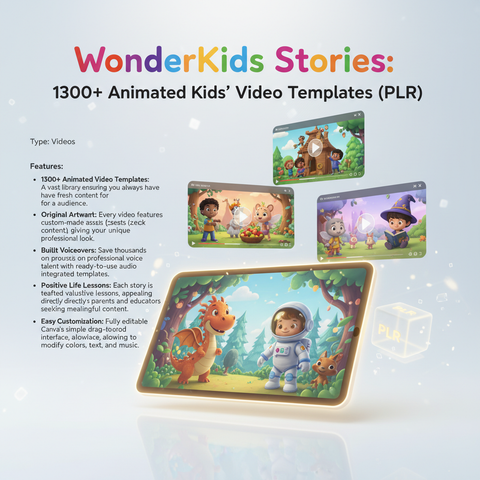 WonderKids Stories: 1300+ Animated Kids' Video Templates (PLR)