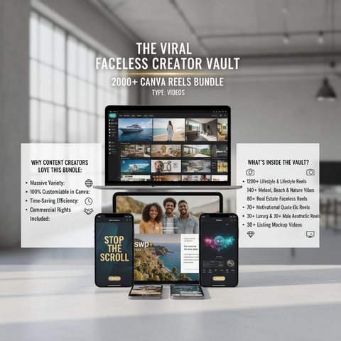 The Viral Faceless Creator Vault: 2000+ Canva Reels Bundle