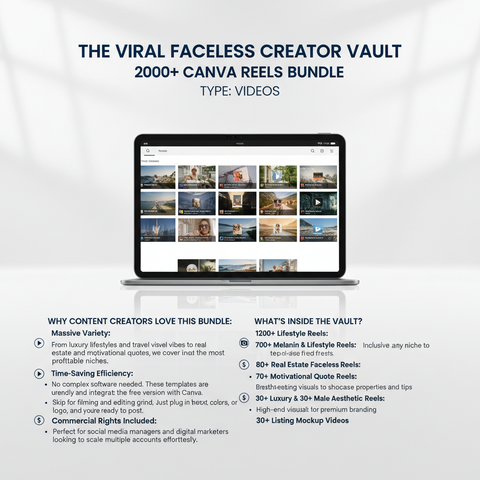 The Viral Faceless Creator Vault: 2000+ Canva Reels Bundle